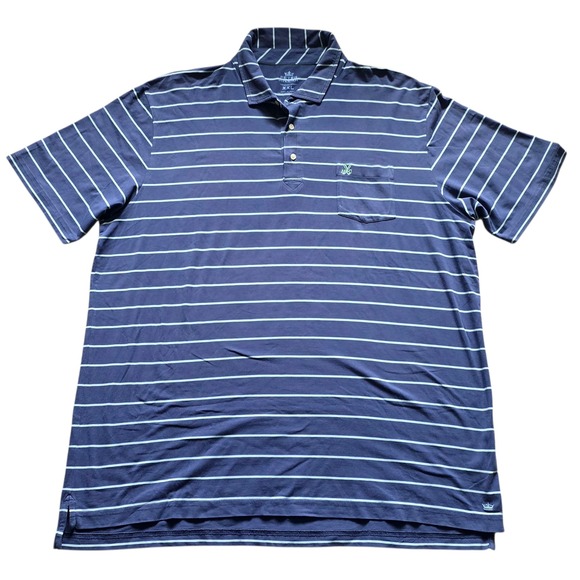 Peter Millar Summer Comfort‎ Polo Shirt Striped Short Sleeve Pocket XXL YHC Logo - Picture 1 of 8